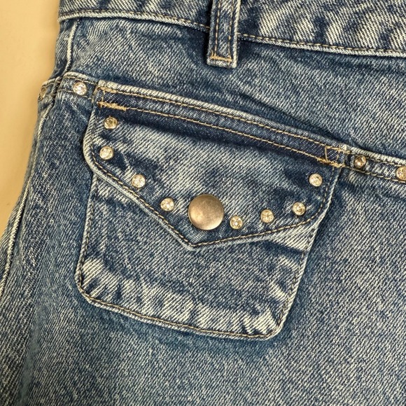 Social Collision Denim Mini Skirt Small Y2K Grunge Skull Cross Studded - Picture 6 of 13